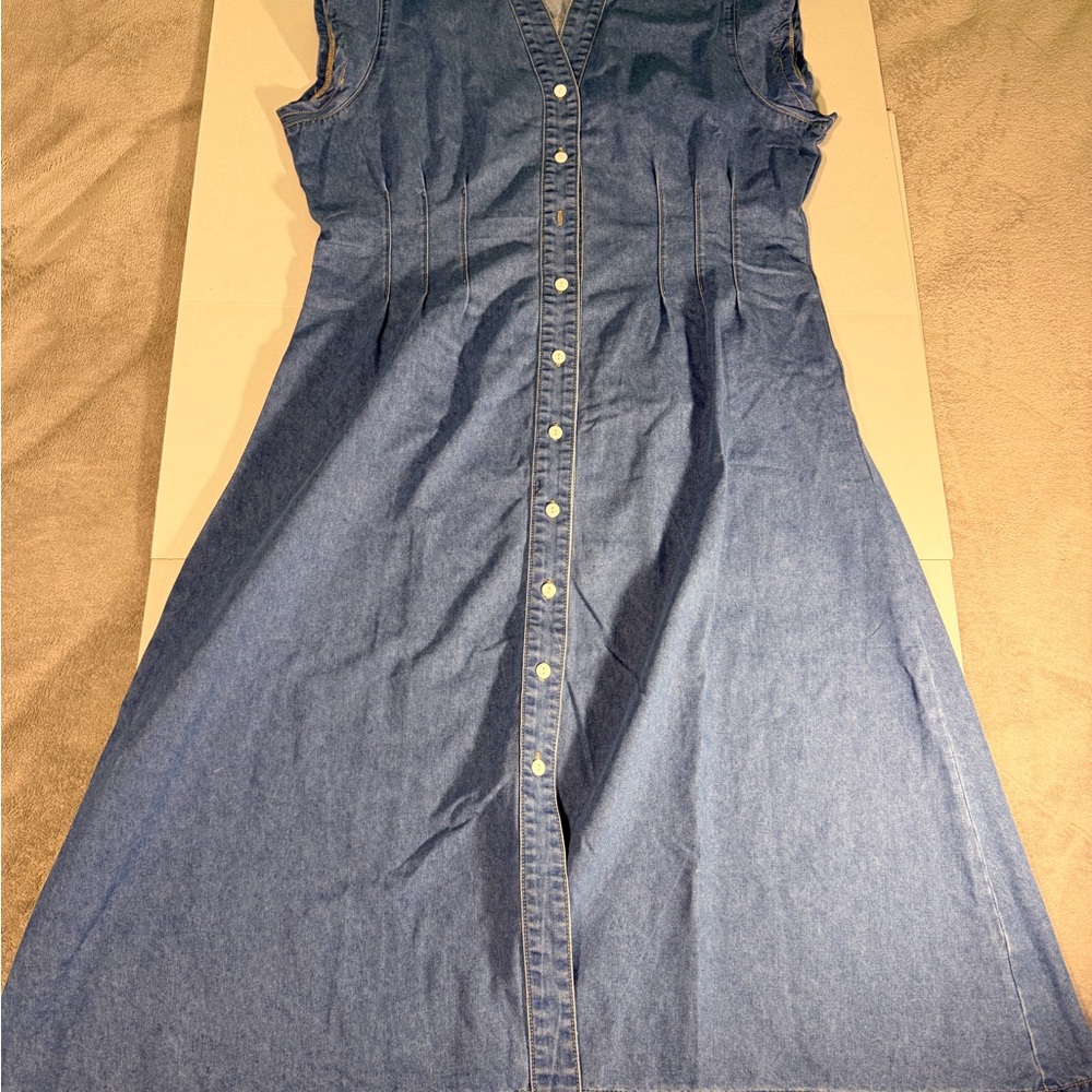 Classic Blue Denim Midi Dress